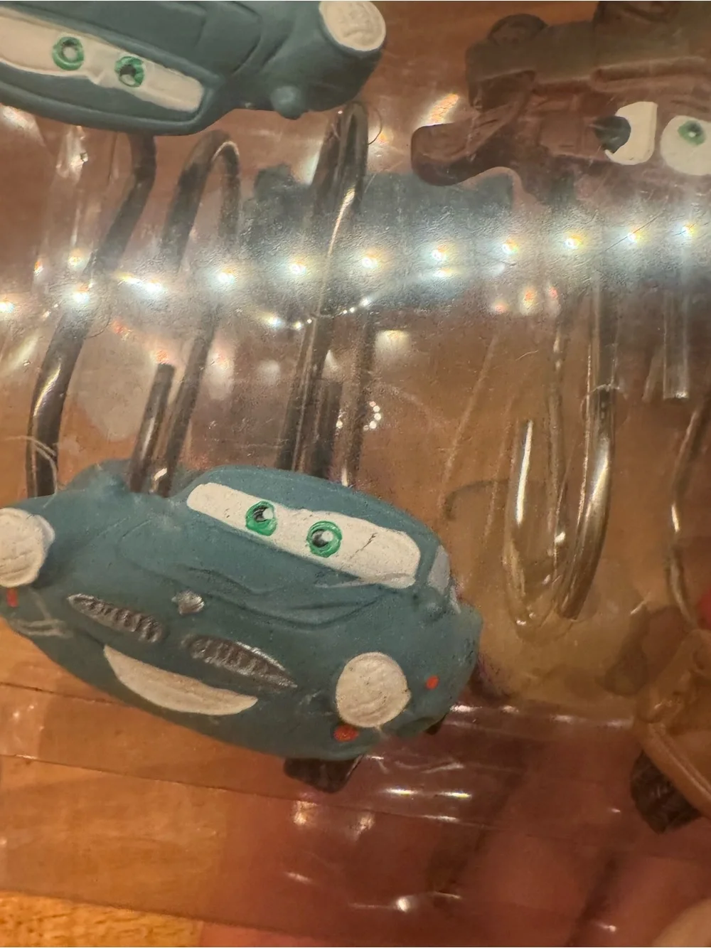 Disney Cars Themed Shower Curtain Hooks with Red, Blue, Brown Characters